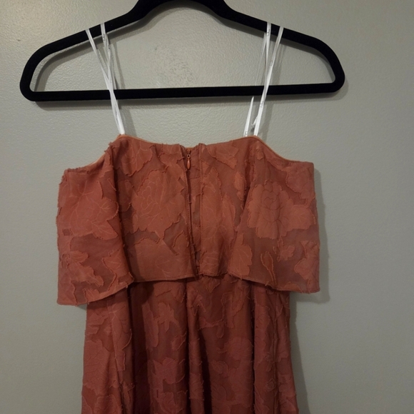 Lulu's Women's Pink Burnout Floral Strapless Bohemian Boho Midi Dress. Size M - Picture 5 of 11